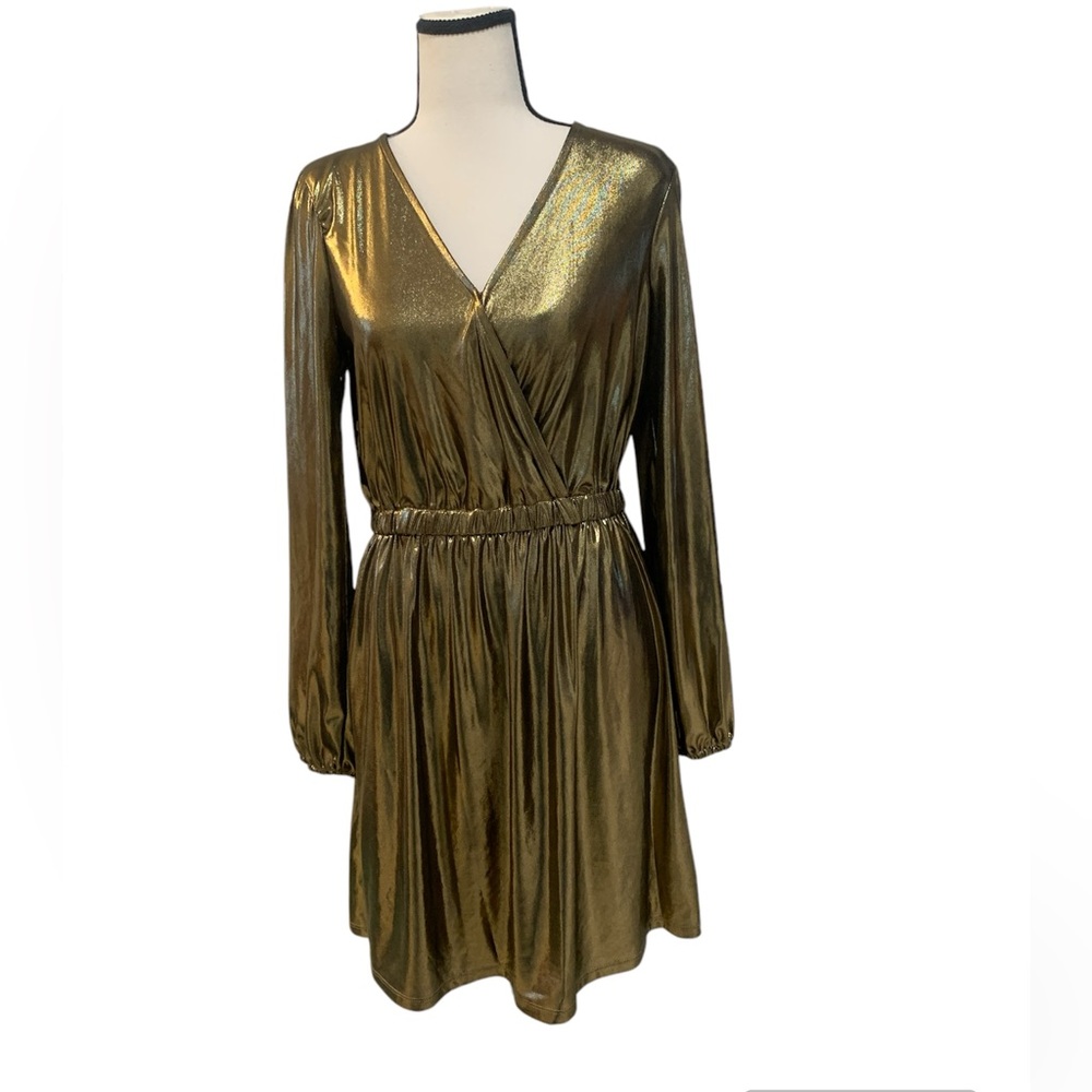 Michael Kors | gold metallic long sleeve dress